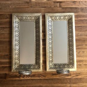 Pair of silver boho mirrors/candle holders